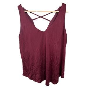 Tart Burgundy Women Top Size Small Cupro Lace Back